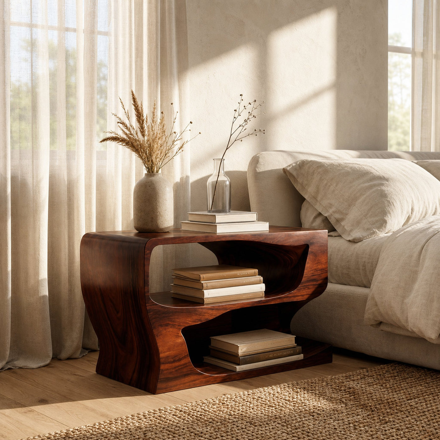 Organic Modern Wooden Nightstand For Bedroom - product view 6