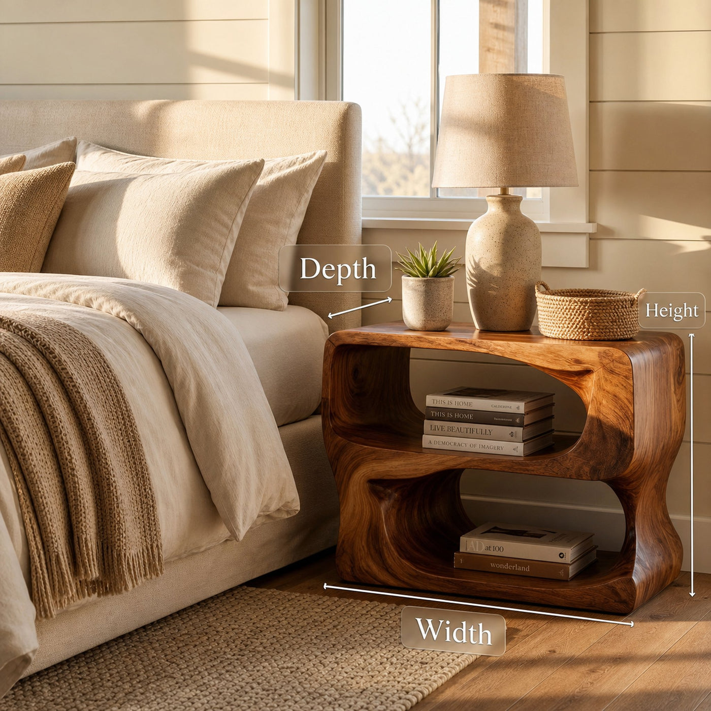 Organic Modern Wooden Nightstand For Bedroom - product view 7