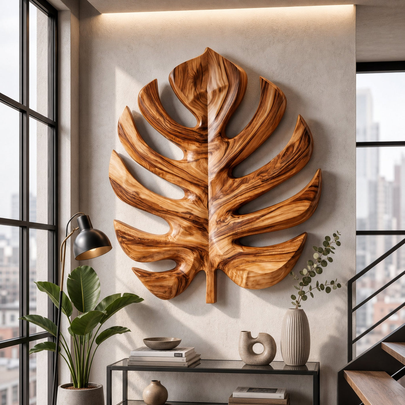 Organic Monstera Leaf Wall Art For Living Room