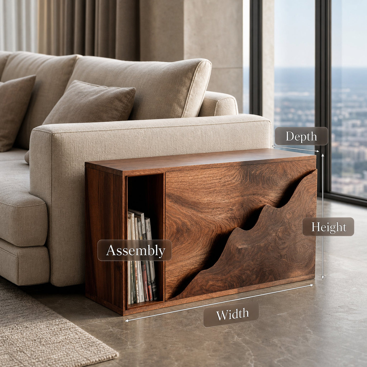 Organic Natural Wood Carved Front Side Table For Living Room - product view 8