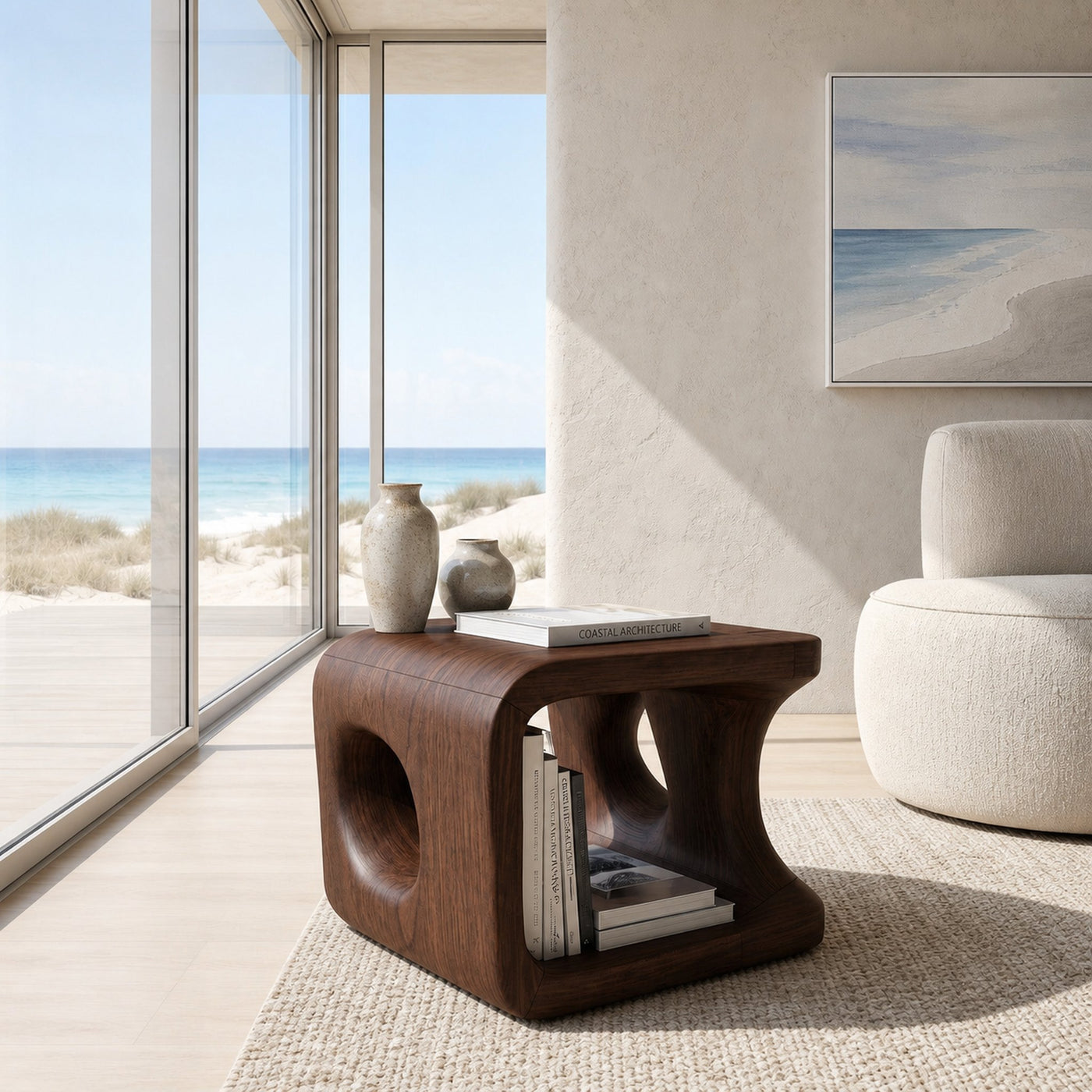 Organic Natural Wood Open Cube Side Table For Living Room - product view 7