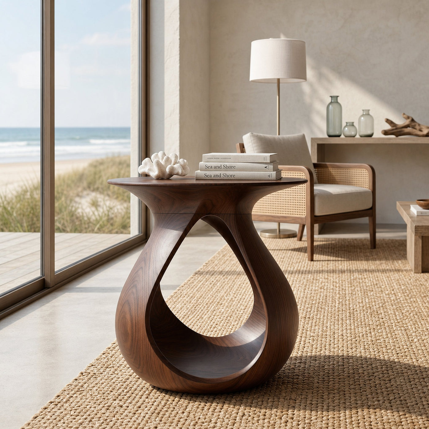 Organic Natural Wood Teardrop Side Table For Living Room Decor - product view 7