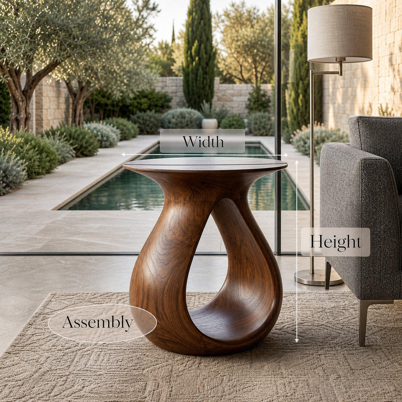 Organic Natural Wood Teardrop Side Table For Living Room Decor - product view 8