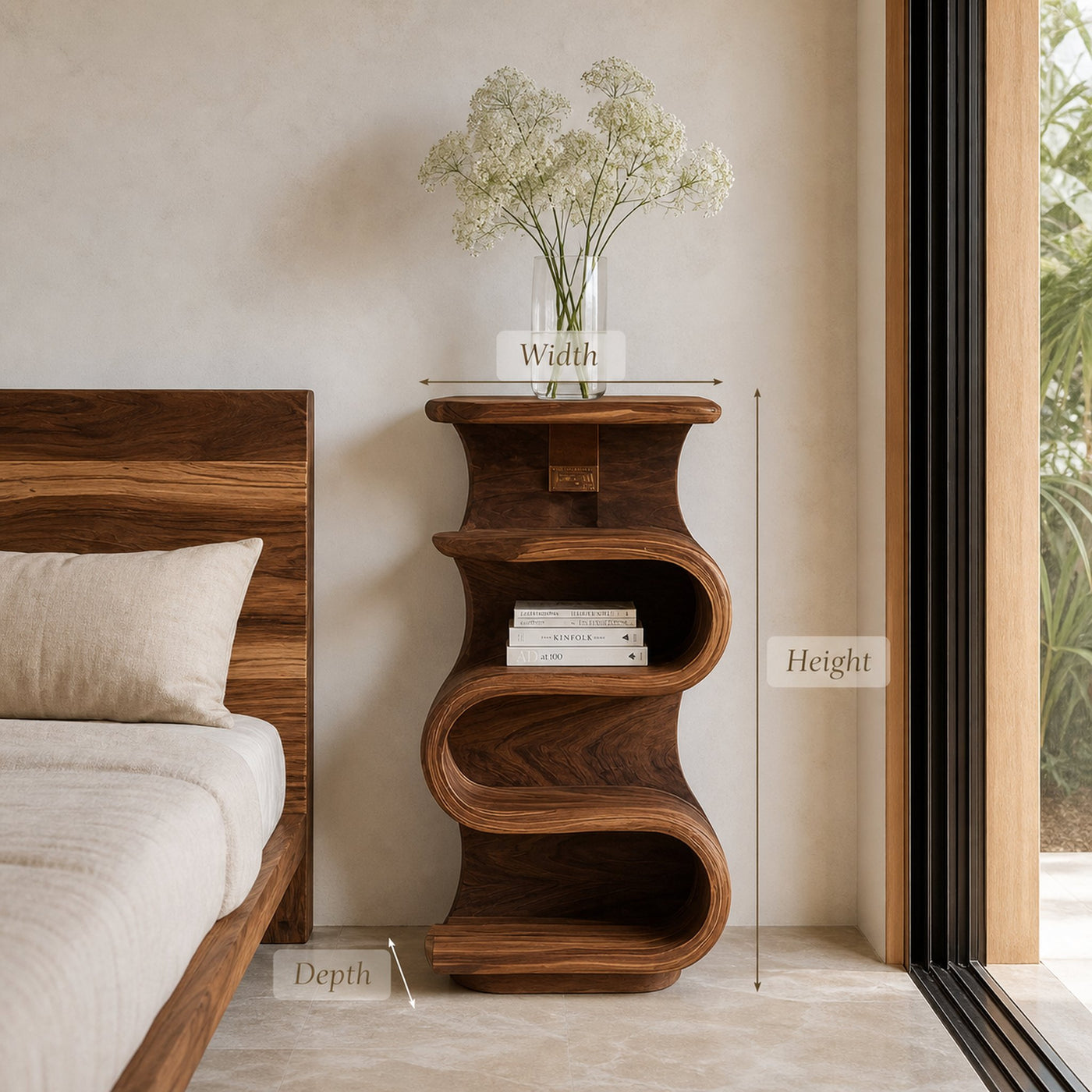 Organic Nightstand With Storage Shelf For Bedroom Area - product view 6