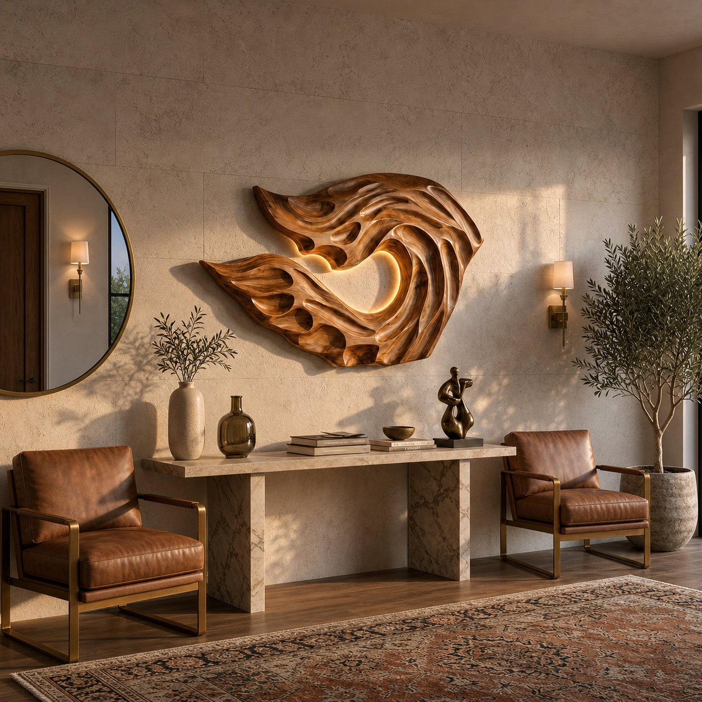 Organic Ocean Wave Wooden Wall Art For Contemporary Bedroom Wall - product view 6