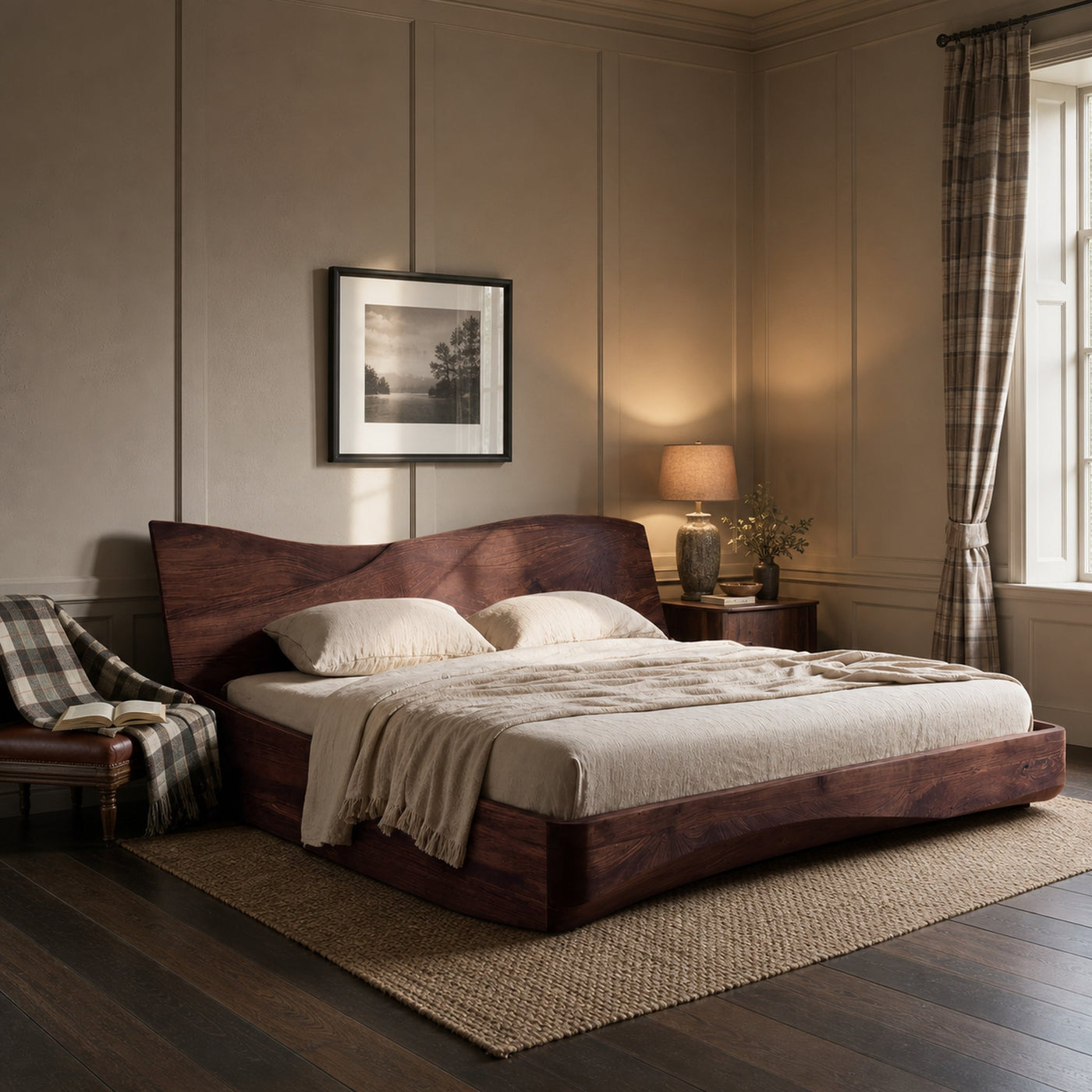 Organic Platform Bed And Headboard For Minimalist Bedroom Design - product view 7