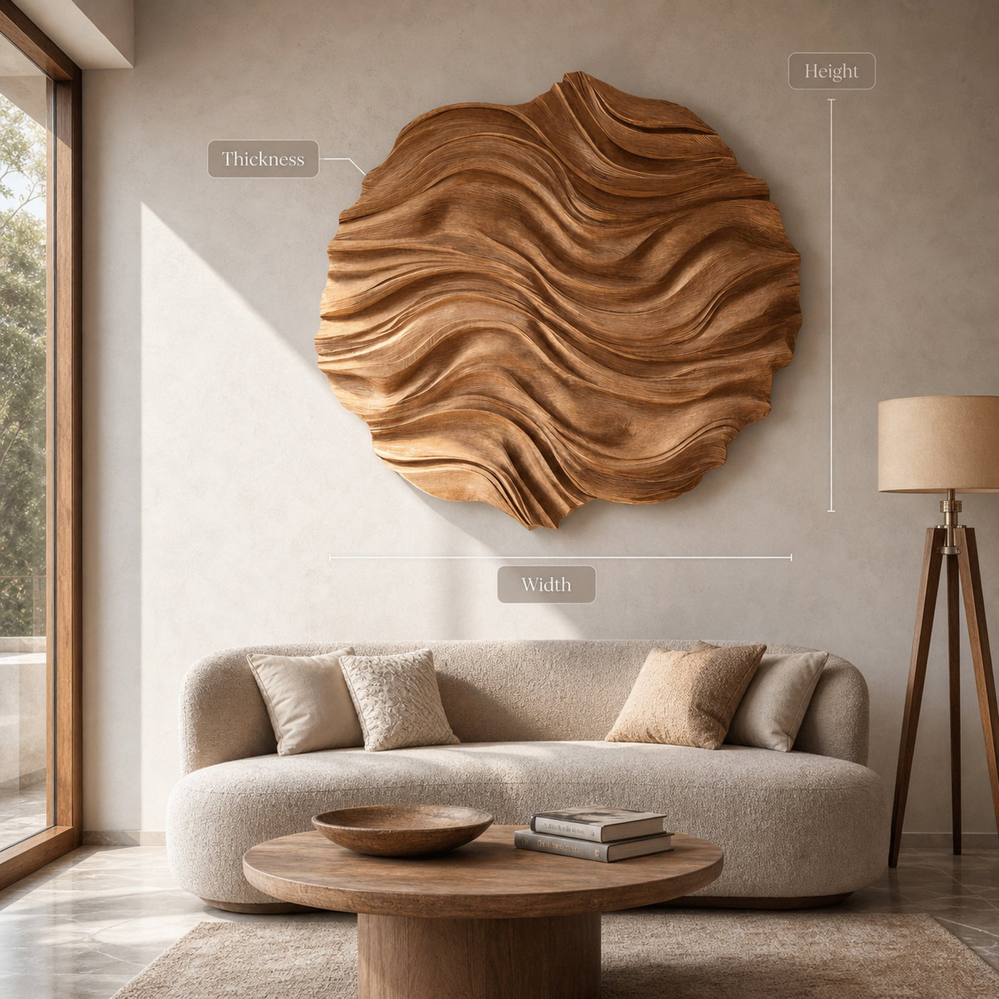 Organic Round Flow Carved Art Panel For Living Room - product view 6