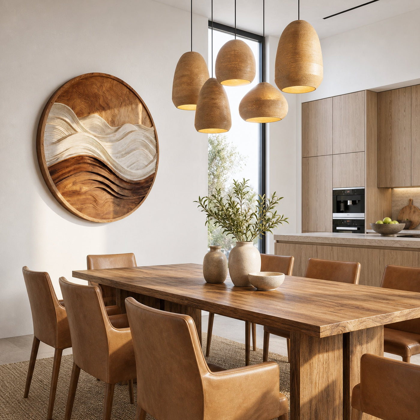 Organic Round Wooden Seascape Wall Art For Living Room - product view 4