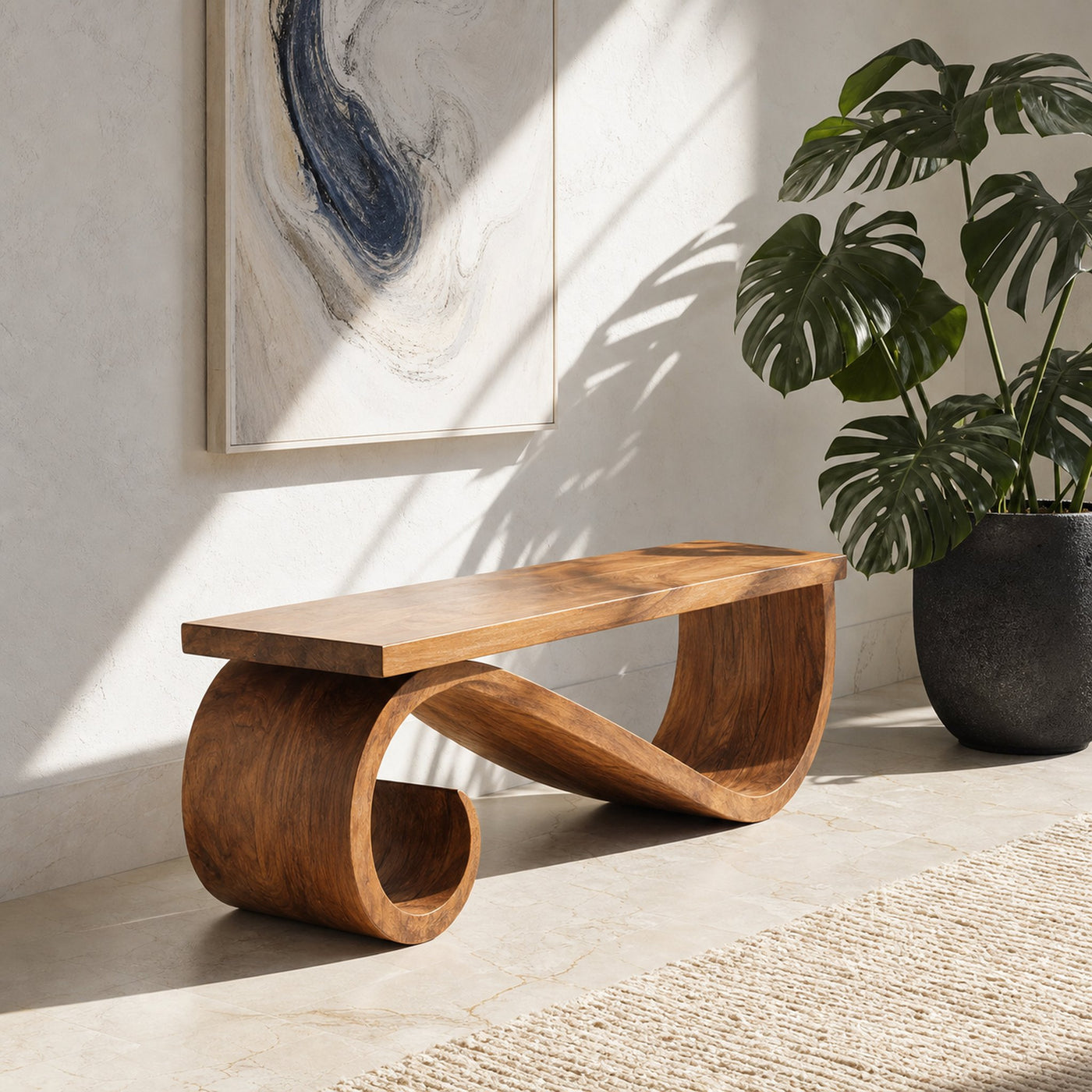 Organic Sculptural Bench For Entryway Or Living Room