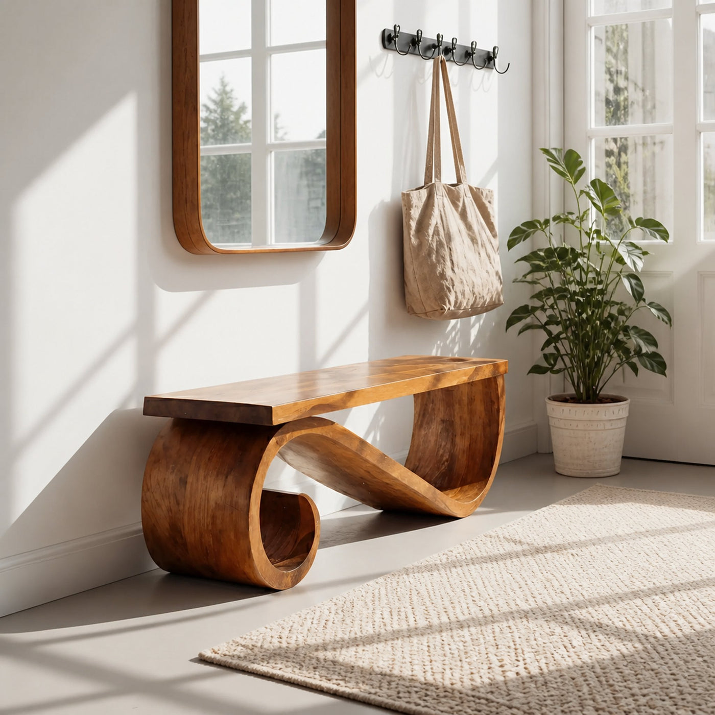 Organic Sculptural Bench For Entryway Or Living Room - product view 6