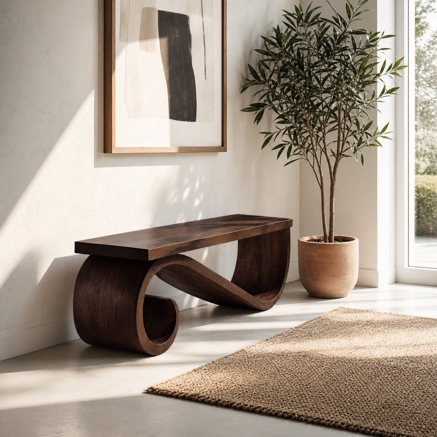 Organic Sculptural Bench For Entryway Or Living Room - product view 7