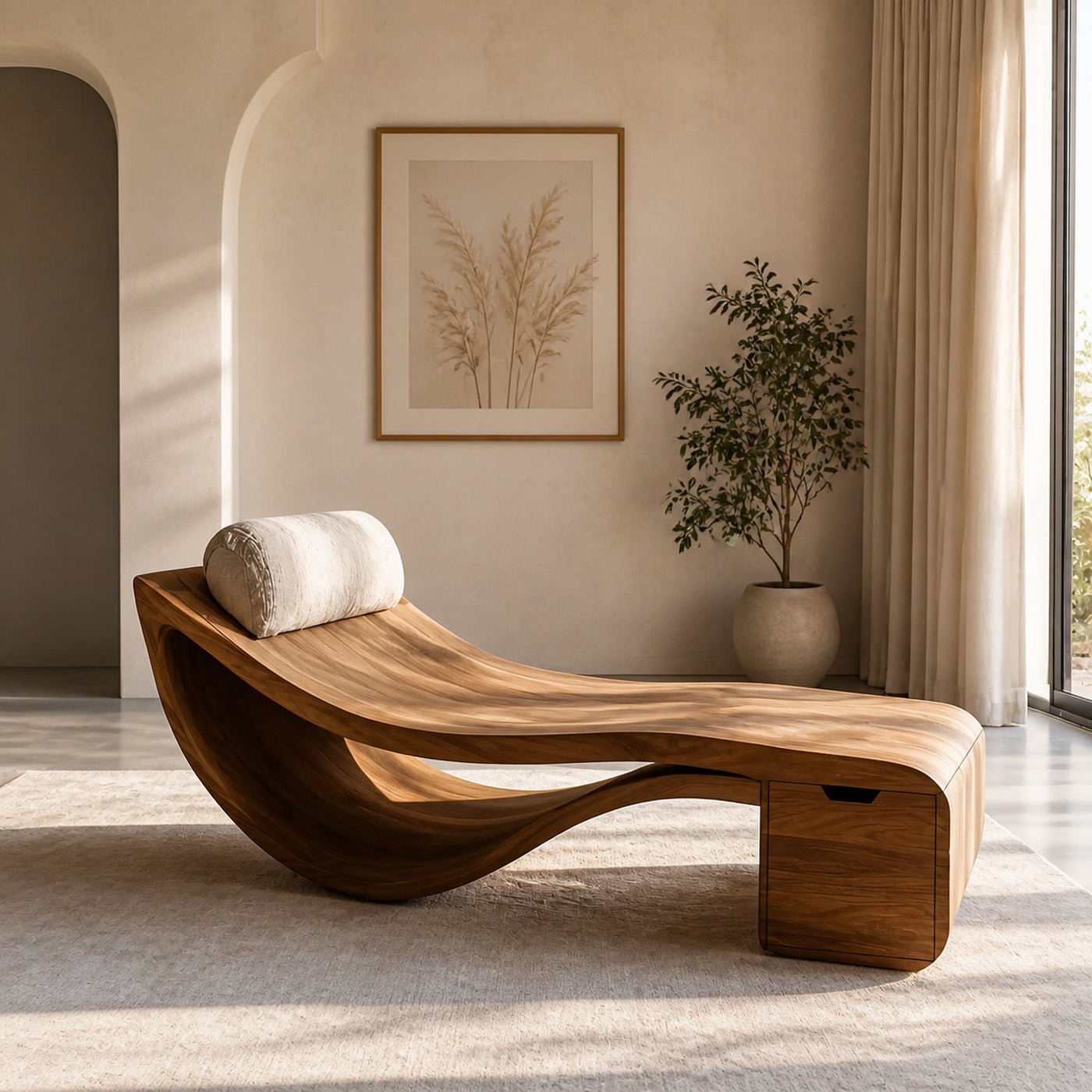 Organic Sculptural Chaise Lounge Chair For Living Room
