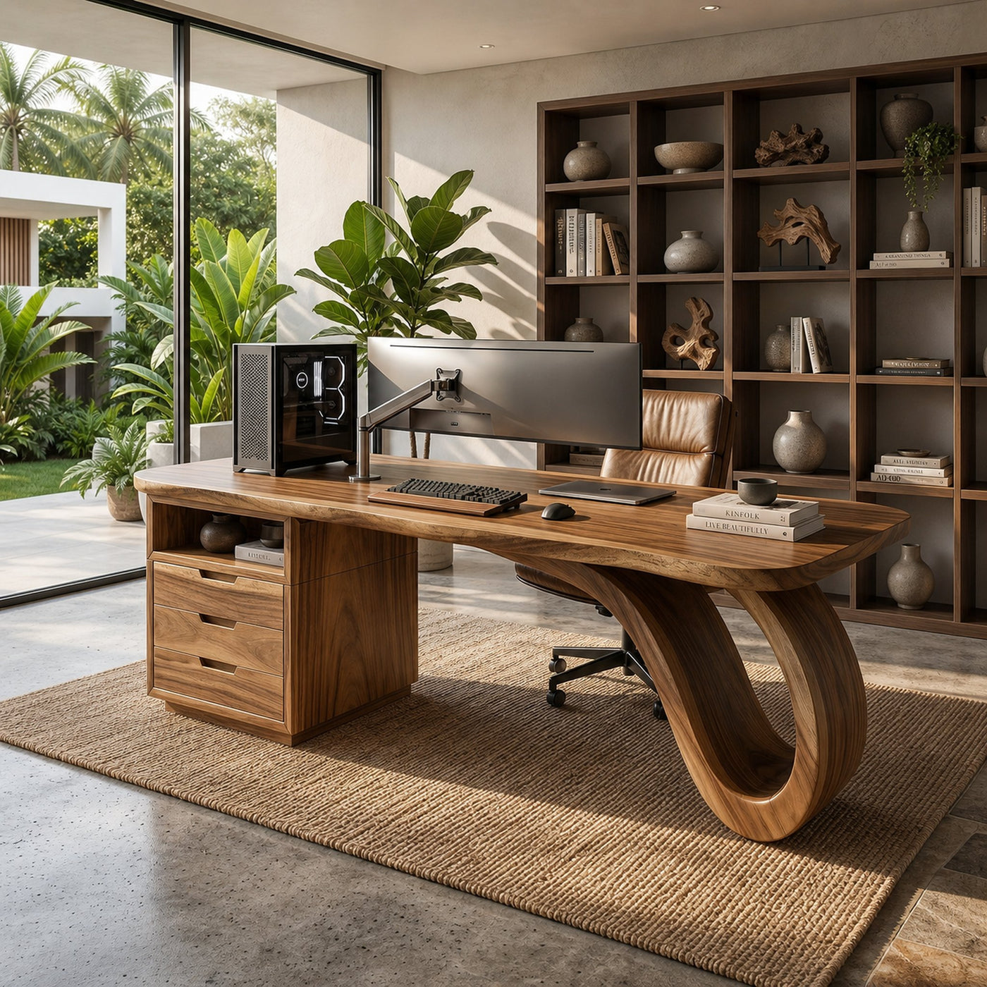 Organic Sculptural Executive Desk Luxury Workspace