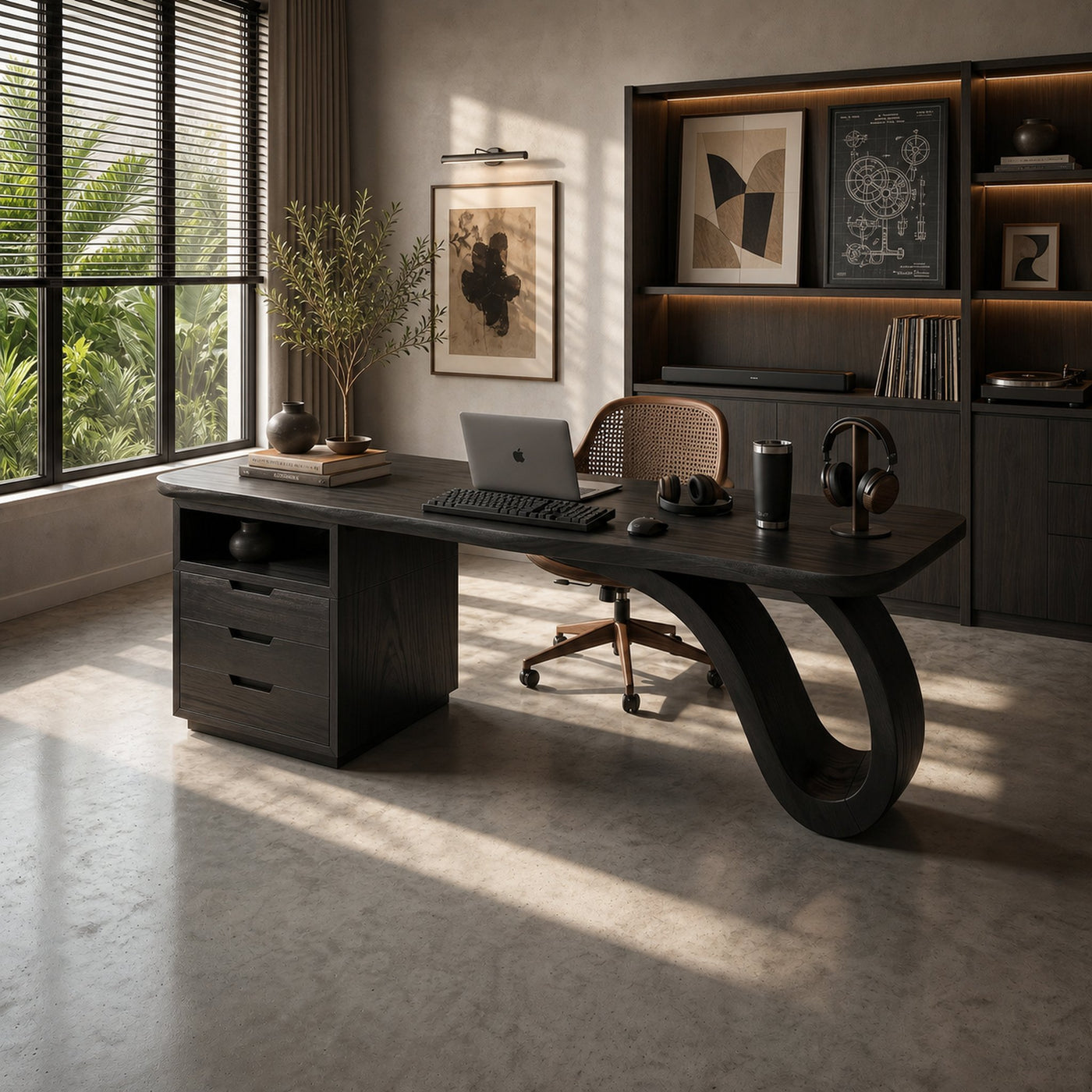 Organic Sculptural Executive Desk Luxury Workspace - product view 7