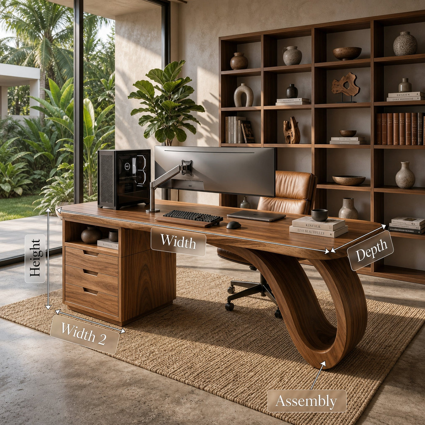 Organic Sculptural Executive Desk Luxury Workspace - product view 8