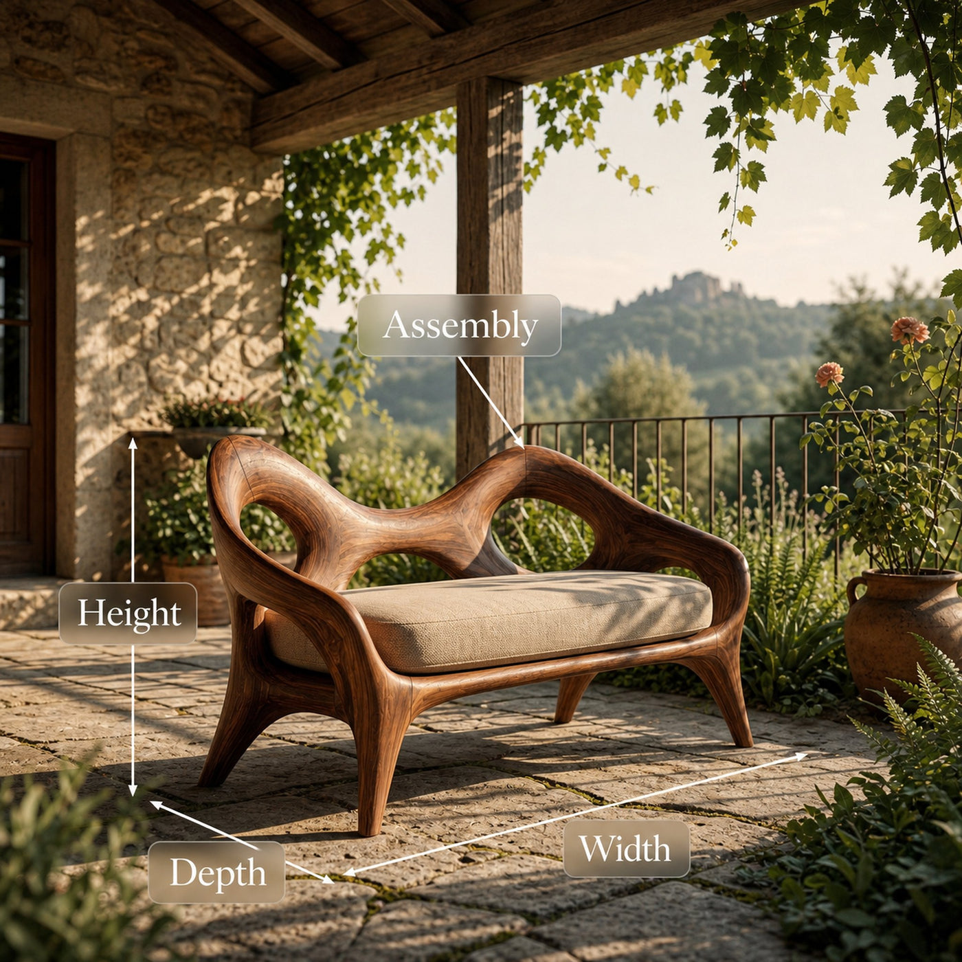 Organic Sculptural Natural Wood Sofa For Statement Hallway - product view 8