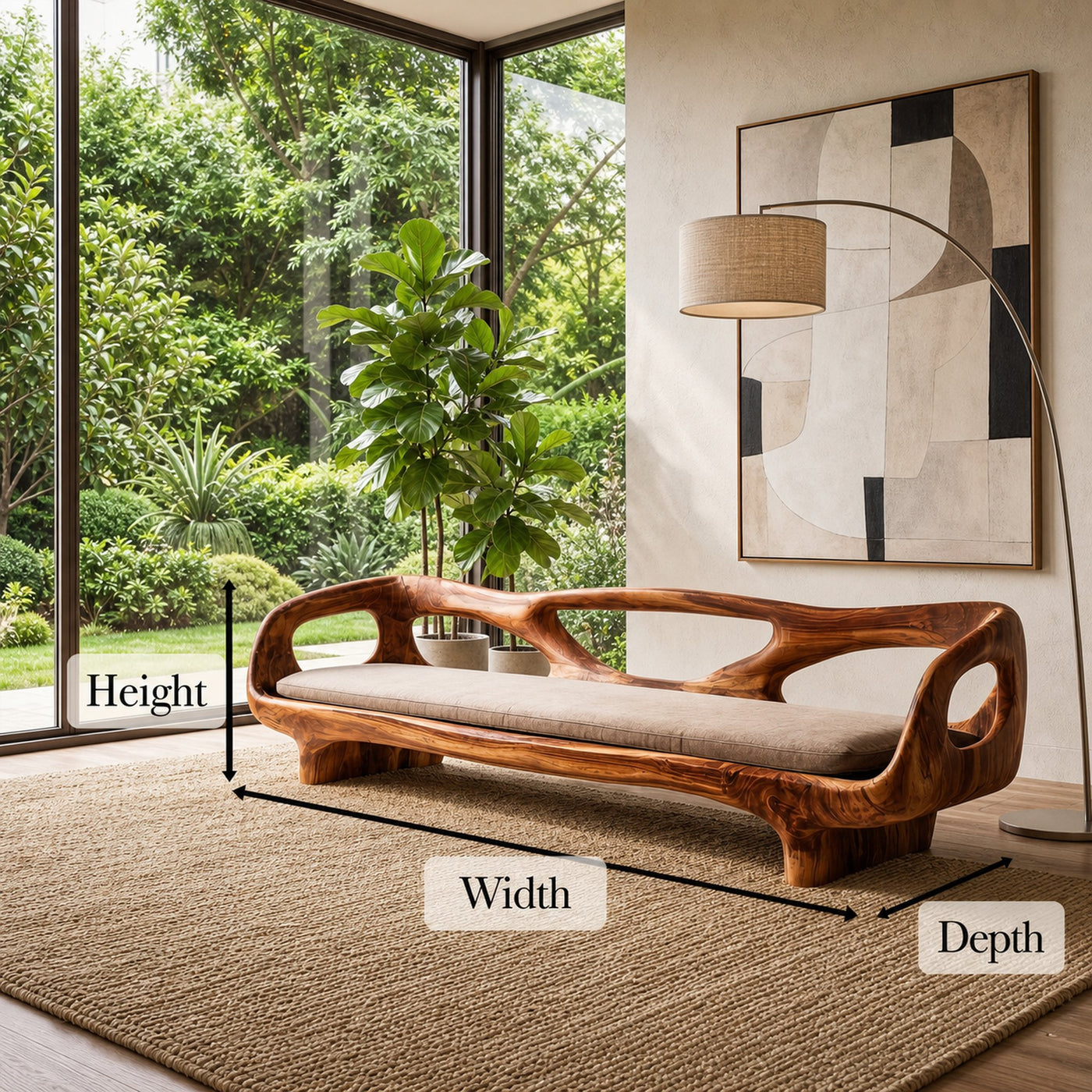 Organic Sculptural Sofa Frame With Curved Open Arm Design For Living Room - product view 8
