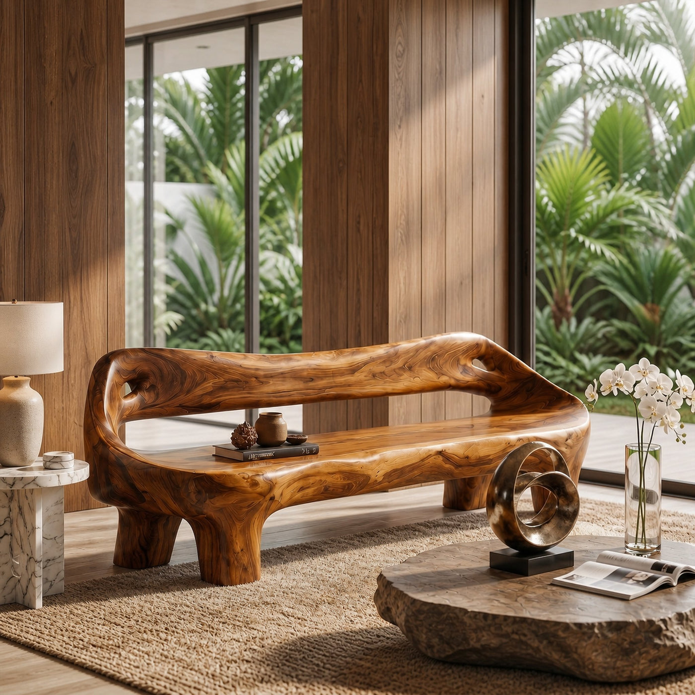 Organic Sculptural Sofa Frame With Curved Solid Wood Design For Living Room - product view 6
