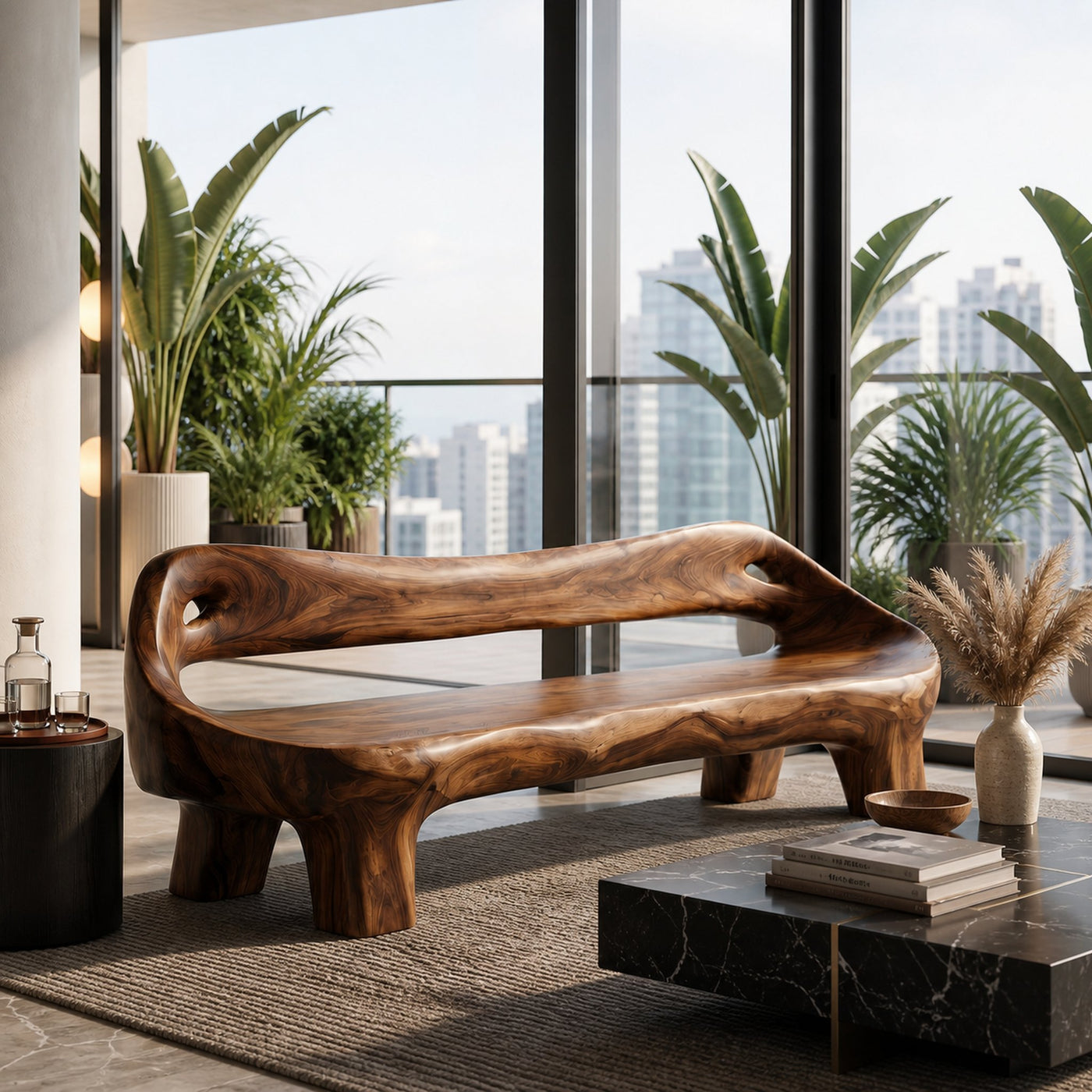 Organic Sculptural Sofa Frame With Curved Solid Wood Design For Living Room - product view 7