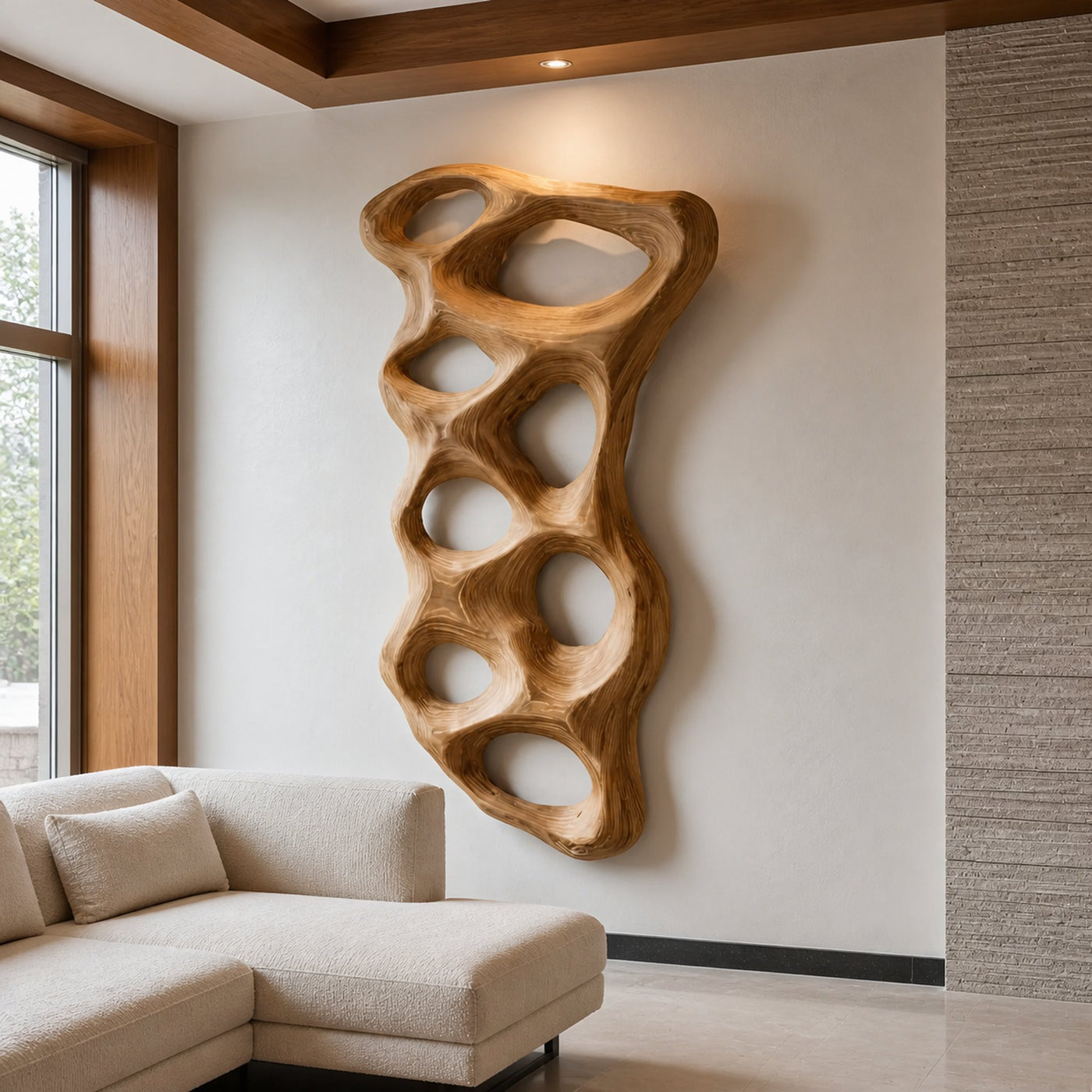 Organic Sculptural Wall Art Panel For Living Room Decor