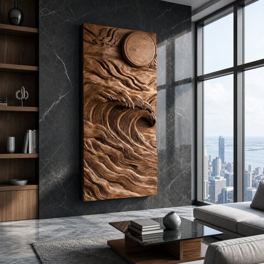 Organic Sculptural Wave Wooden Wall Art For Wall Decor