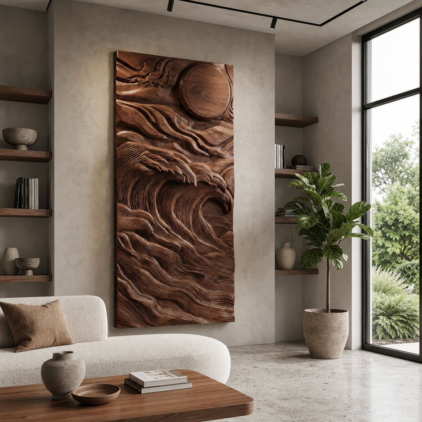 Organic Sculptural Wave Wooden Wall Art For Wall Decor - product view 7