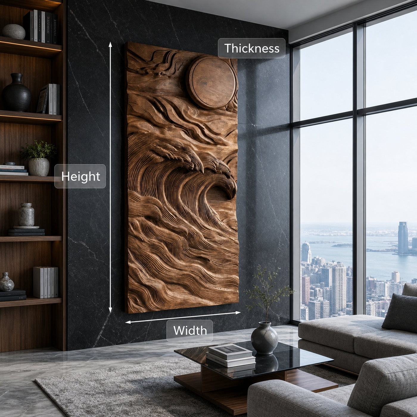 Organic Sculptural Wave Wooden Wall Art For Wall Decor - product view 8