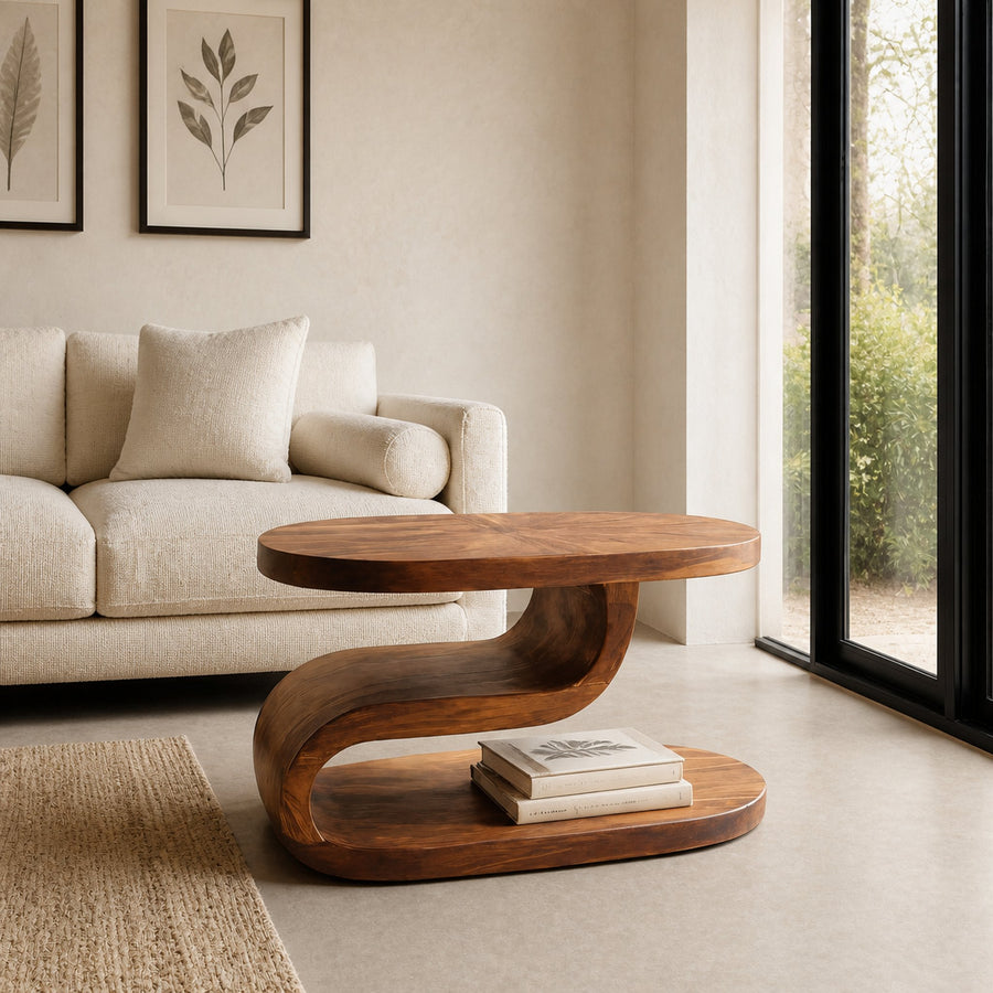 Organic Side Table With Three Tier For Living Room