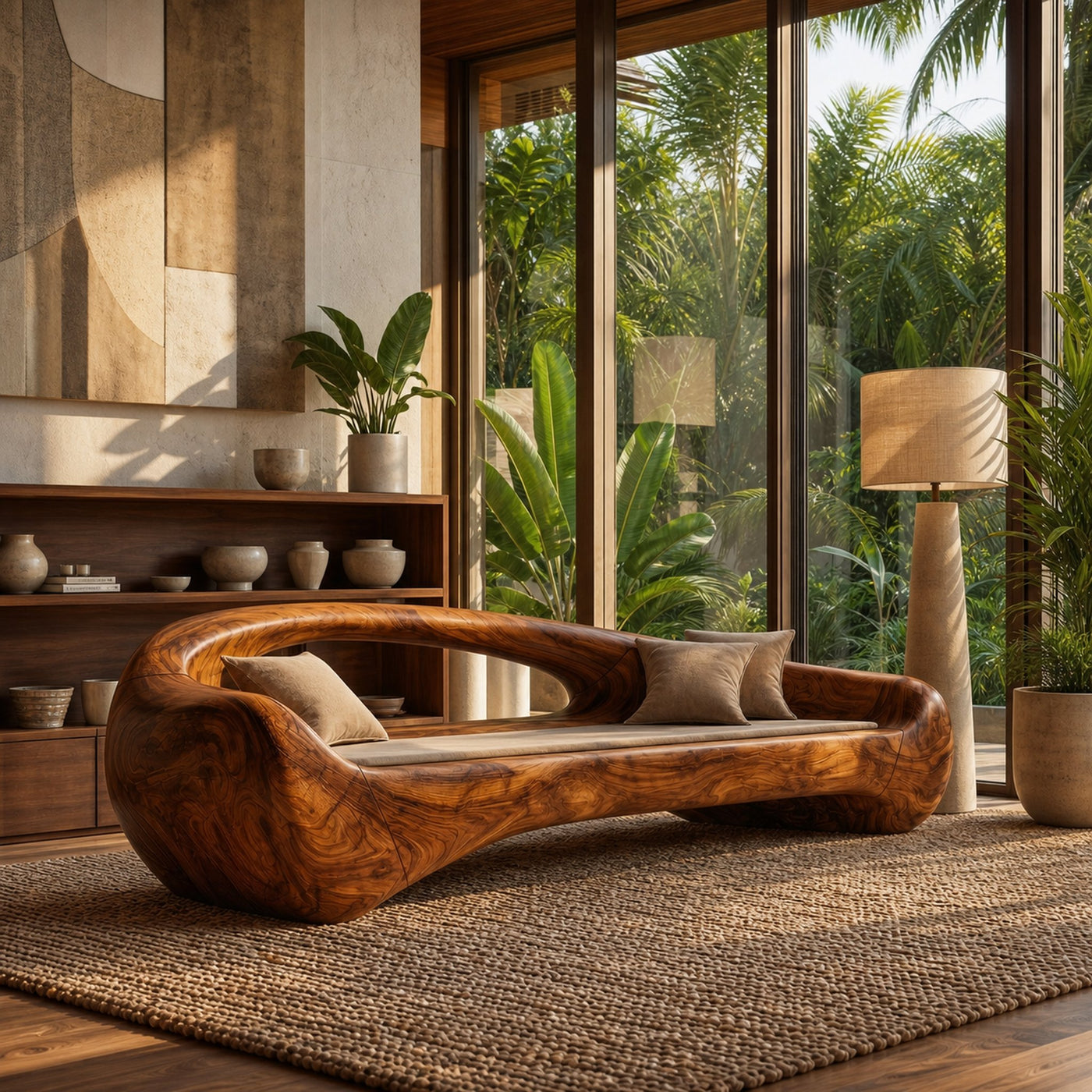 Organic Sofa Frame With Sculptural Solid Wood Design For Living Room - product view 6