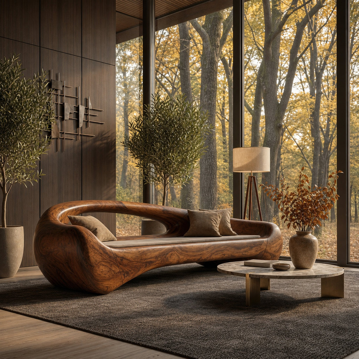Organic Sofa Frame With Sculptural Solid Wood Design For Living Room - product view 7