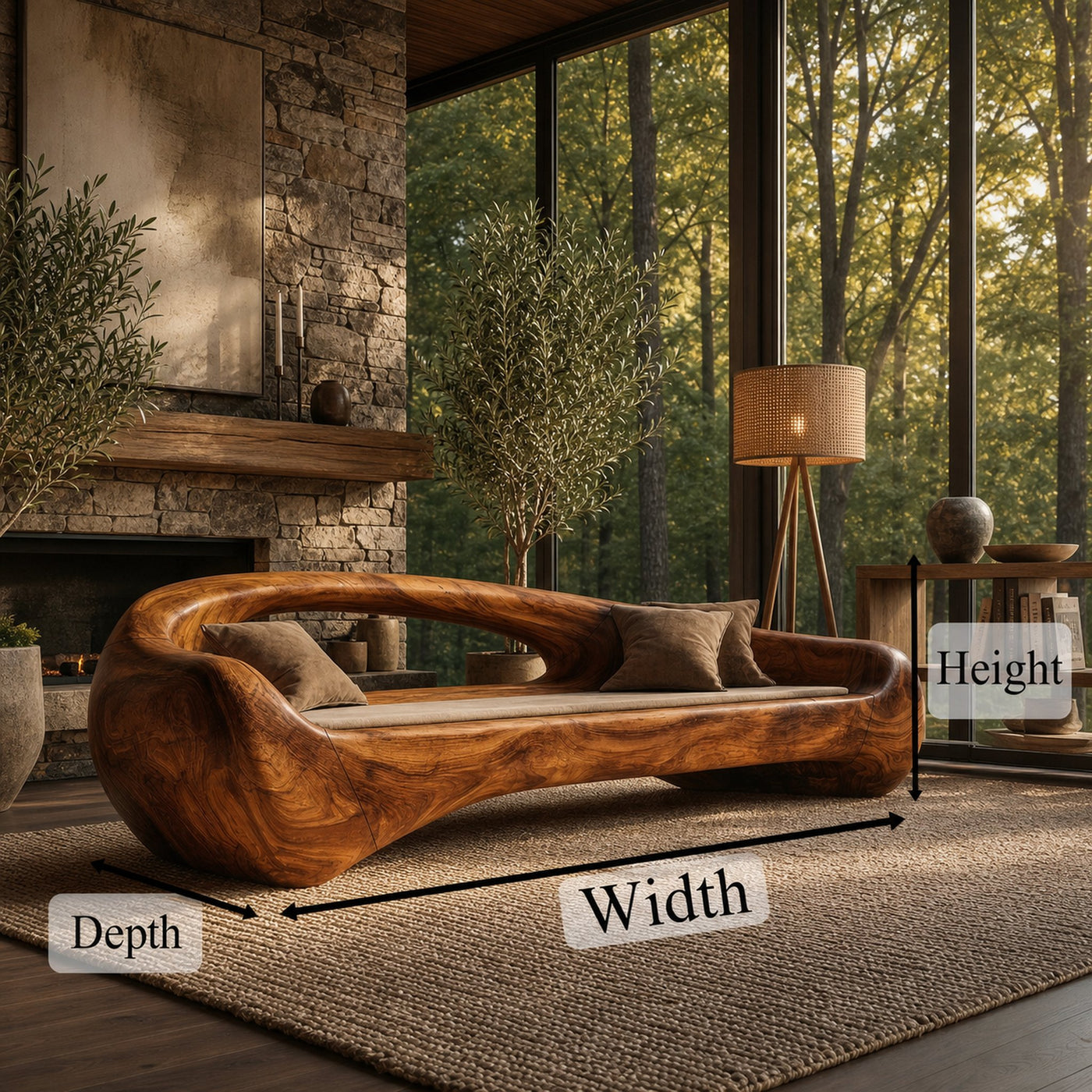 Organic Sofa Frame With Sculptural Solid Wood Design For Living Room - product view 8