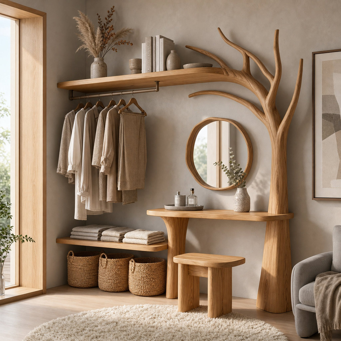 Organic Tree Coat Rack Wardrobe Vanity Bedroom And Dressing Room