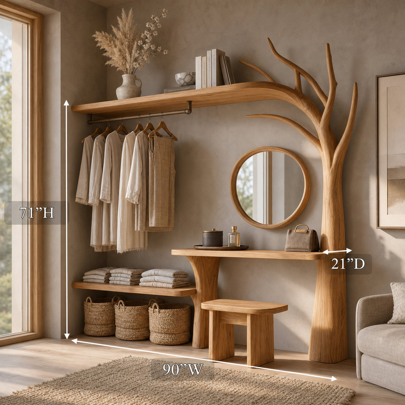 Organic Tree Coat Rack Wardrobe Vanity Bedroom And Dressing Room - product view 8