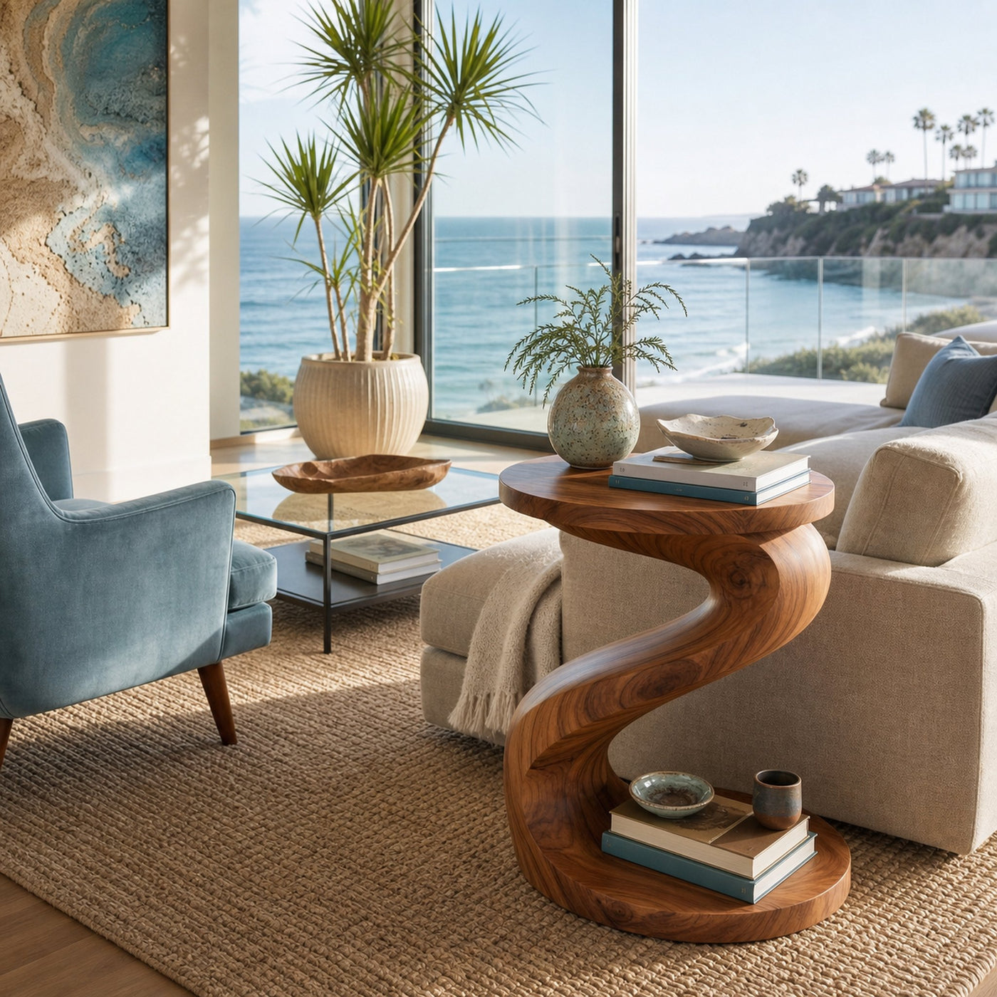 Organic Twisted S Shape Side Table For Living Room
