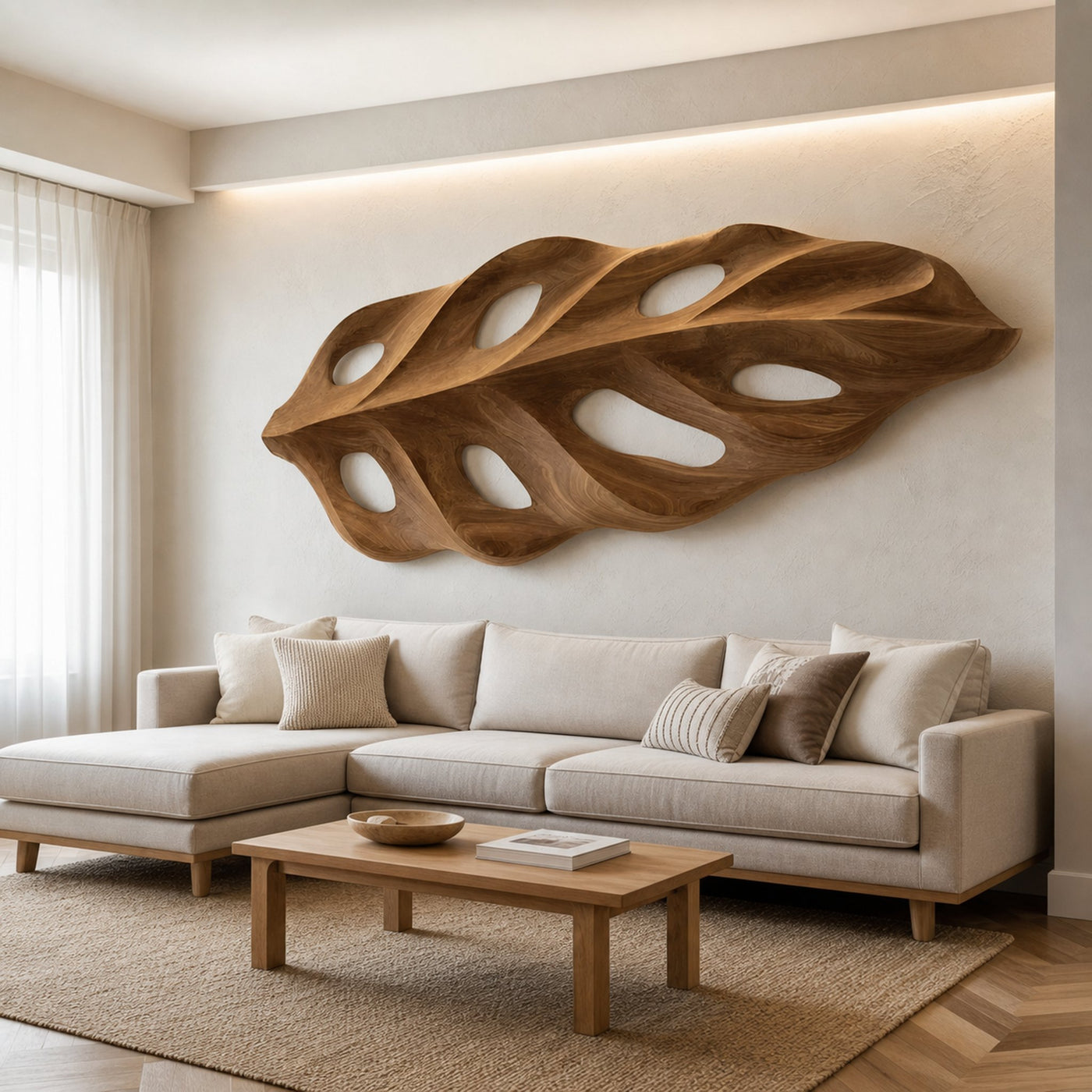 Organic Wall Art With Leaf Panel Design For Living Room - product view 6