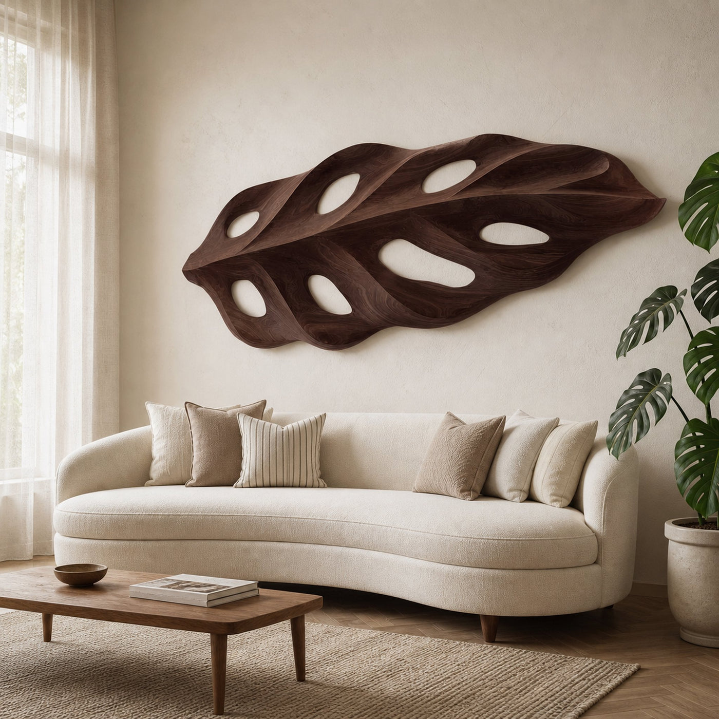 Organic Wall Art With Leaf Panel Design For Living Room - product view 7