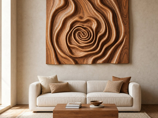Organic Wall Sculpture With Spiral Design For Living Room