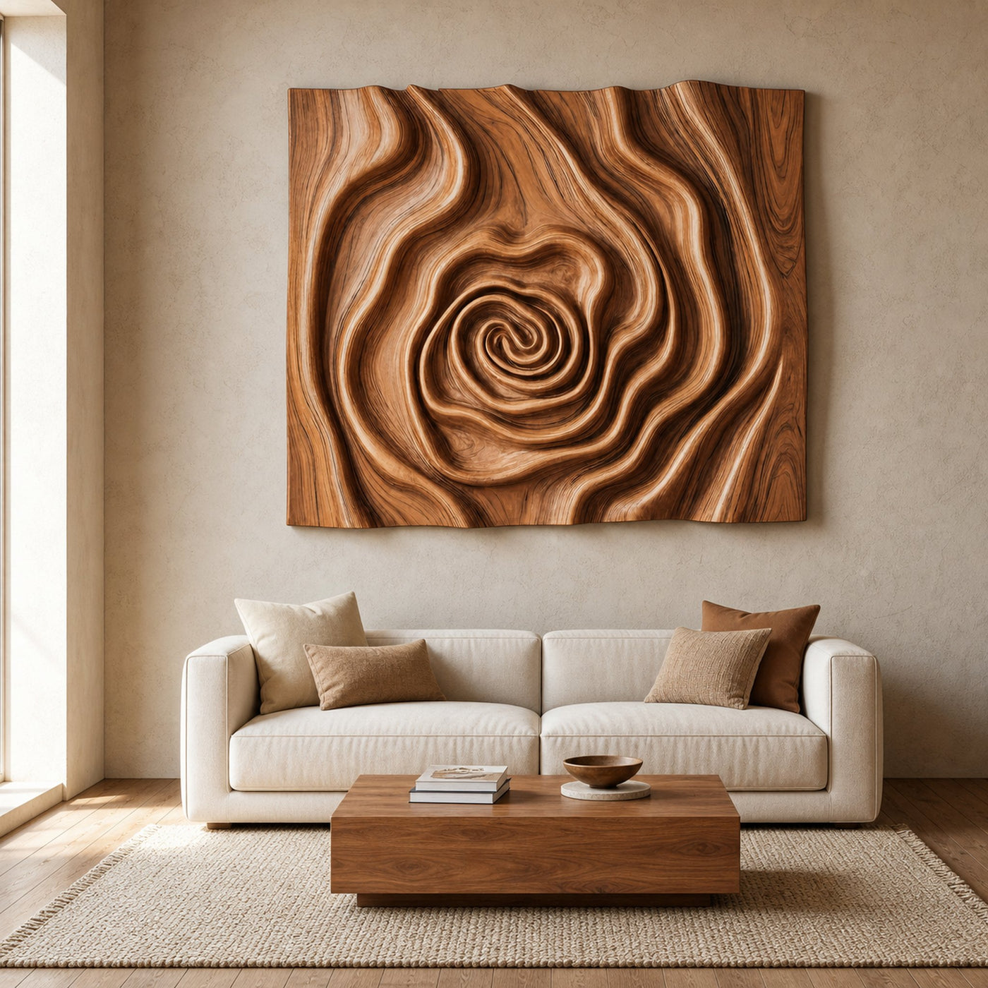 Organic Wall Sculpture With Spiral Design For Living Room