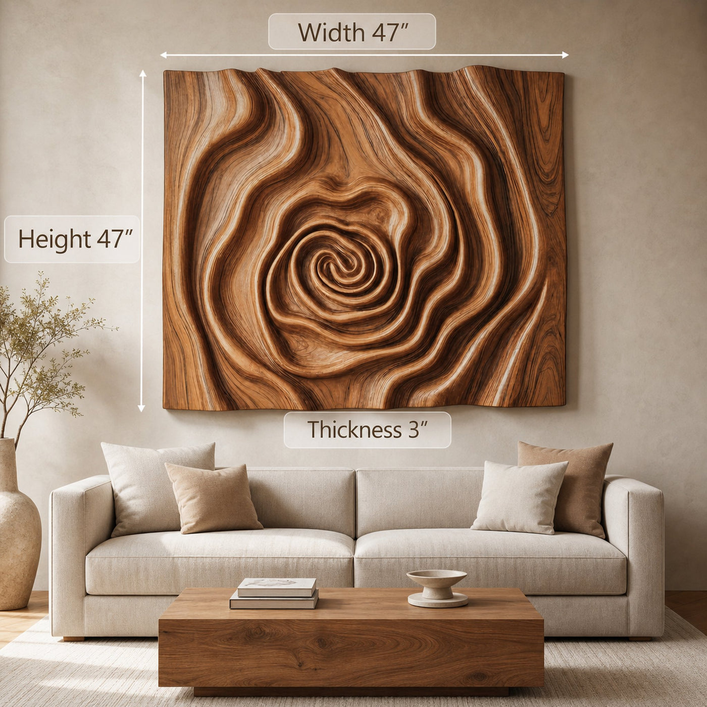 Organic Wall Sculpture With Spiral Design For Living Room - product view 7