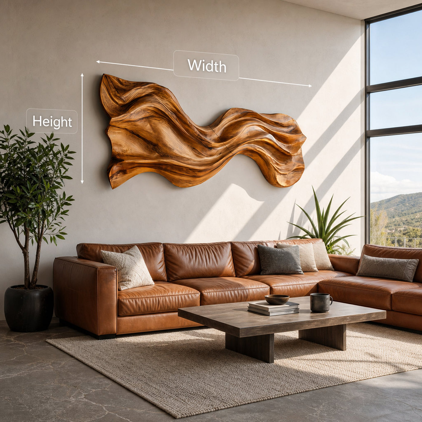 Organic Wave Sculpted Wood Wall Art For Modern Home - product view 6