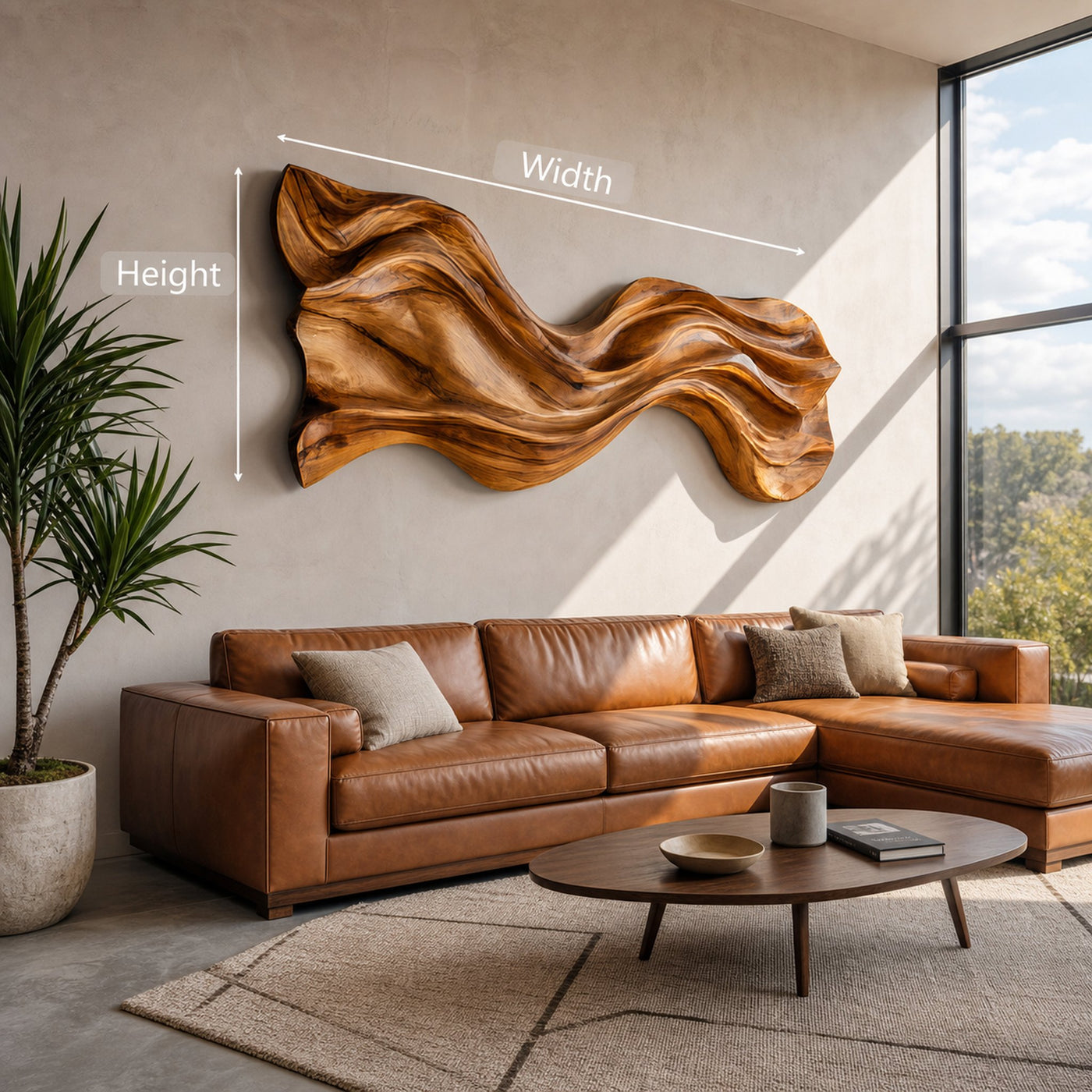 Organic Wave Sculpted Wood Wall Art For Modern Home - product view 6