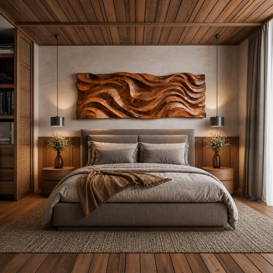 Organic Wavy Wooden Wall Art For Luxury Interiors