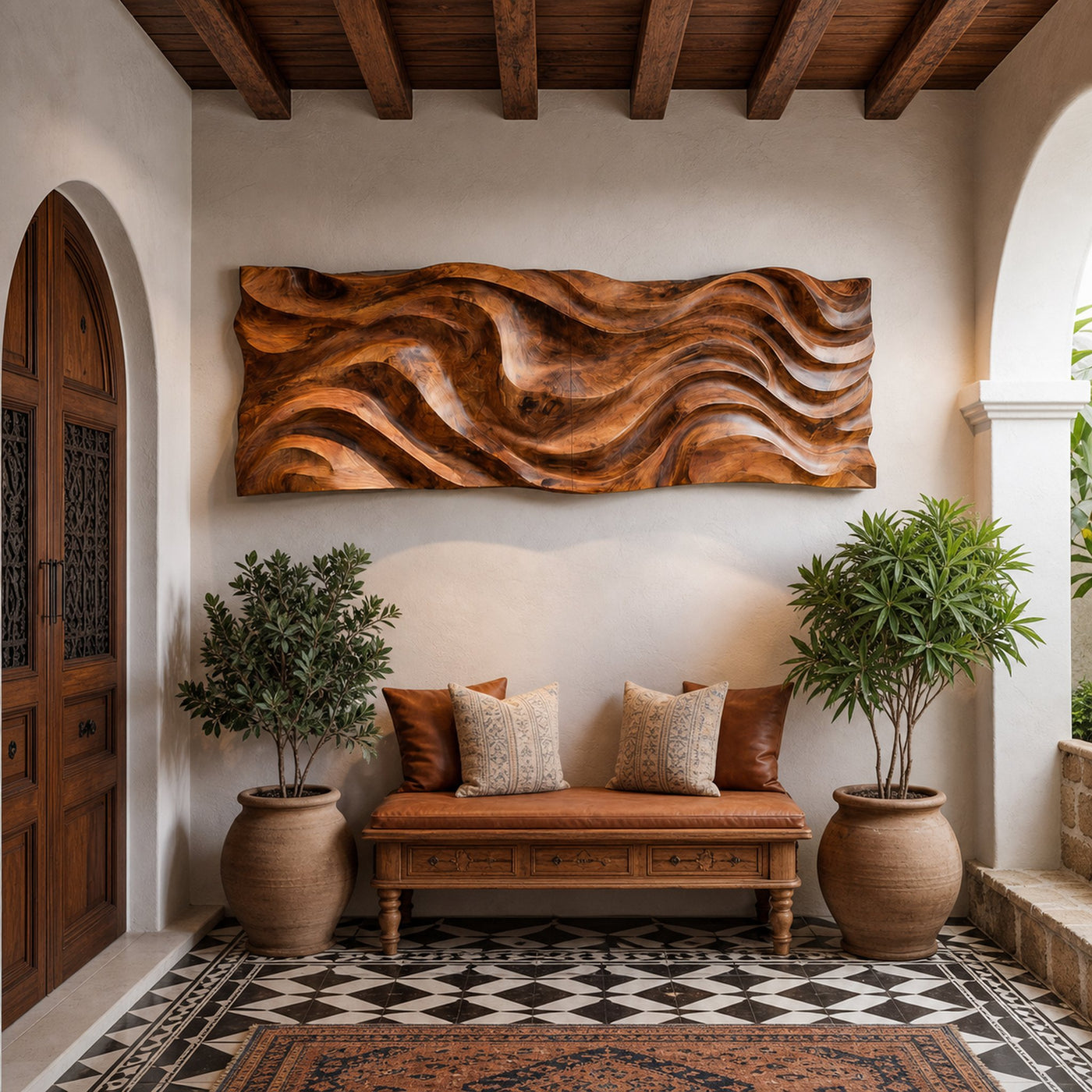 Organic Wavy Wooden Wall Art For Luxury Interiors - product view 6