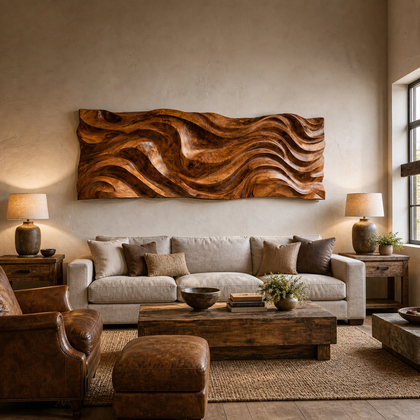 Organic Wavy Wooden Wall Art For Luxury Interiors - product view 7