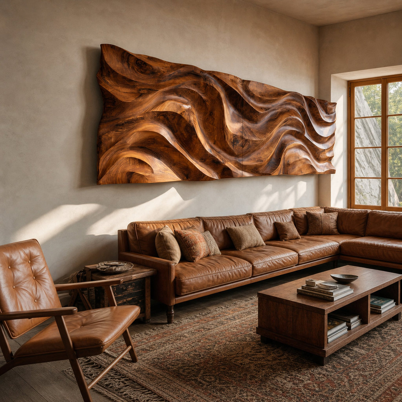Organic Wavy Wooden Wall Art For Luxury Interiors - product view 8