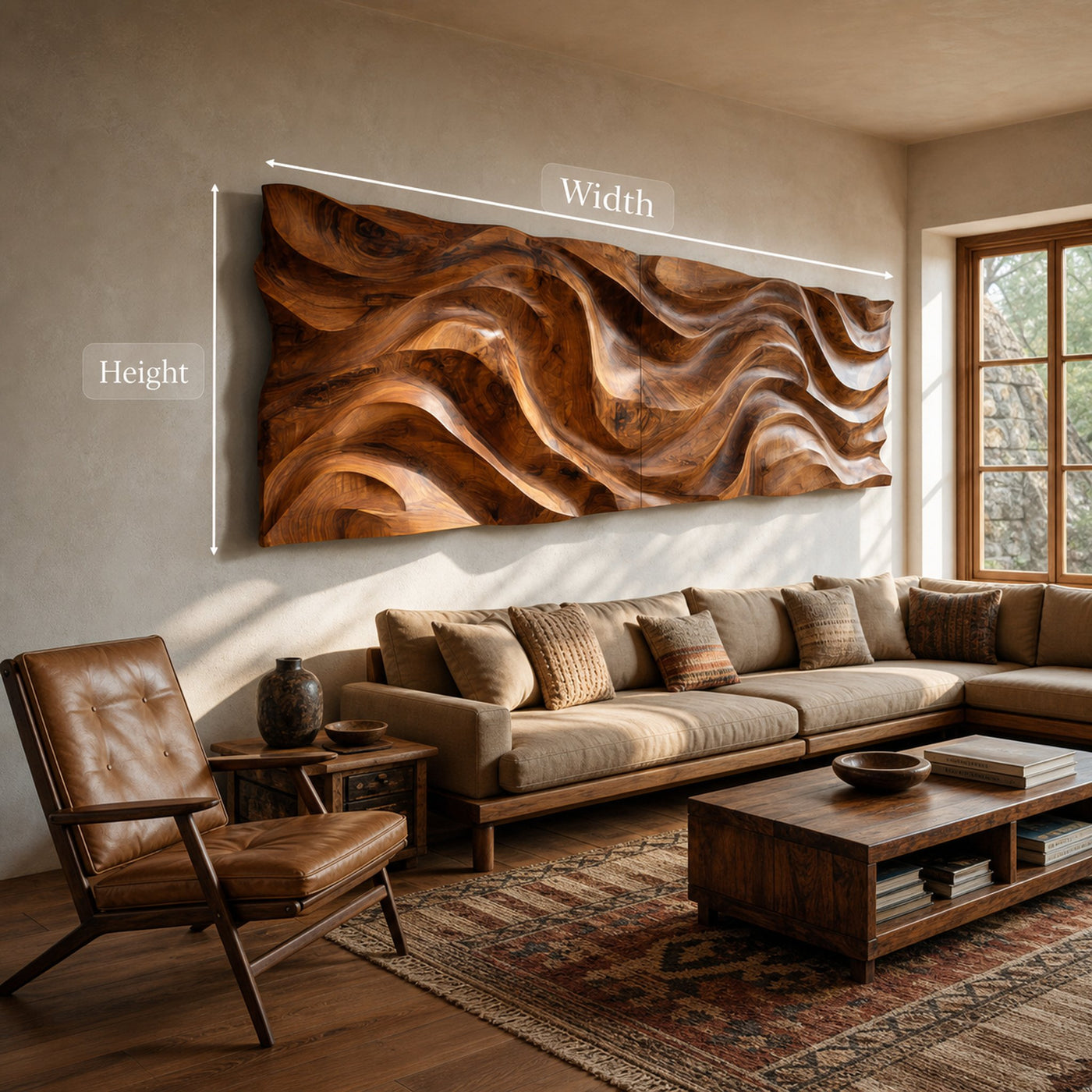 Organic Wavy Wooden Wall Art For Luxury Interiors - product view 9