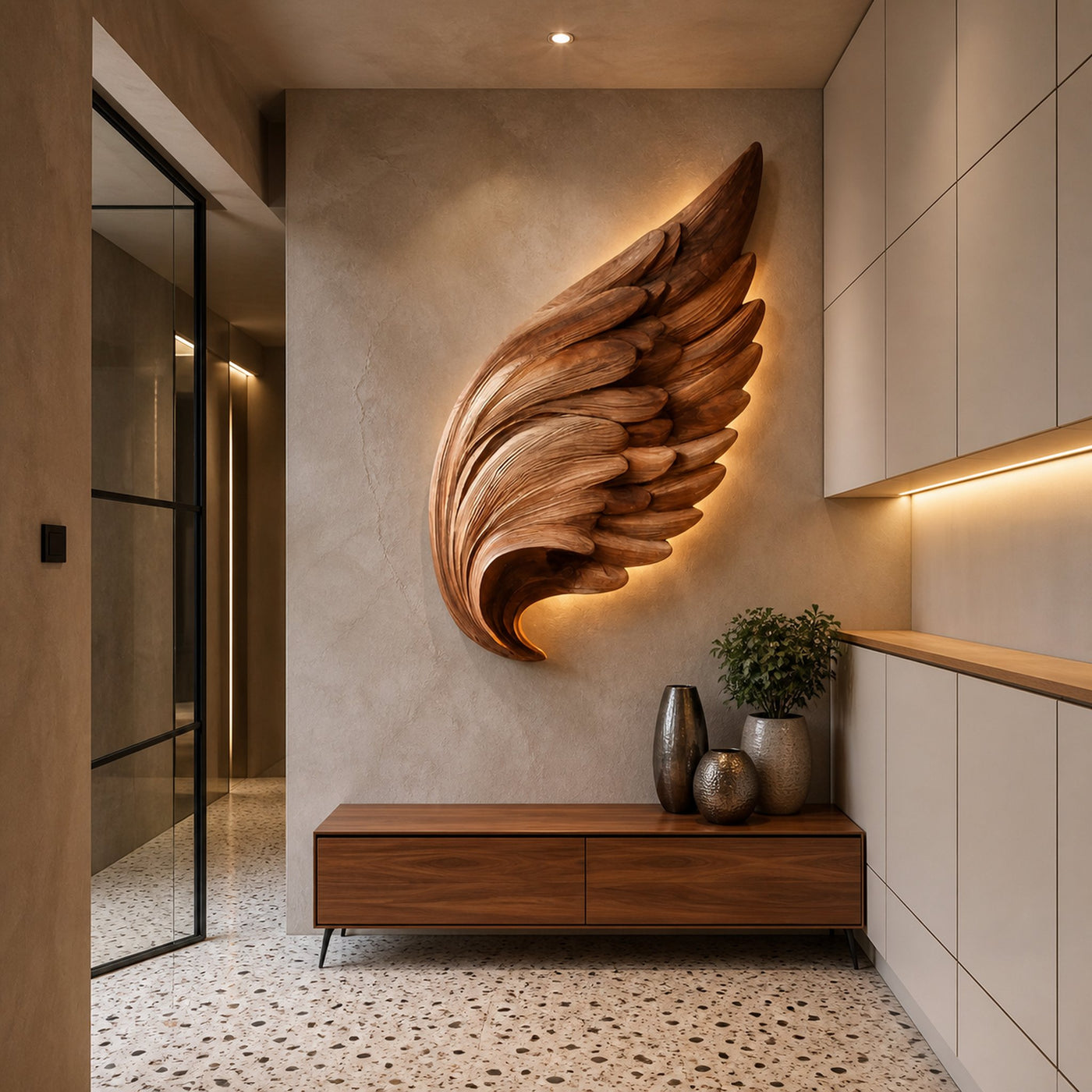 Organic Wing Wall Art Sculpture For Luxury Interior Decor