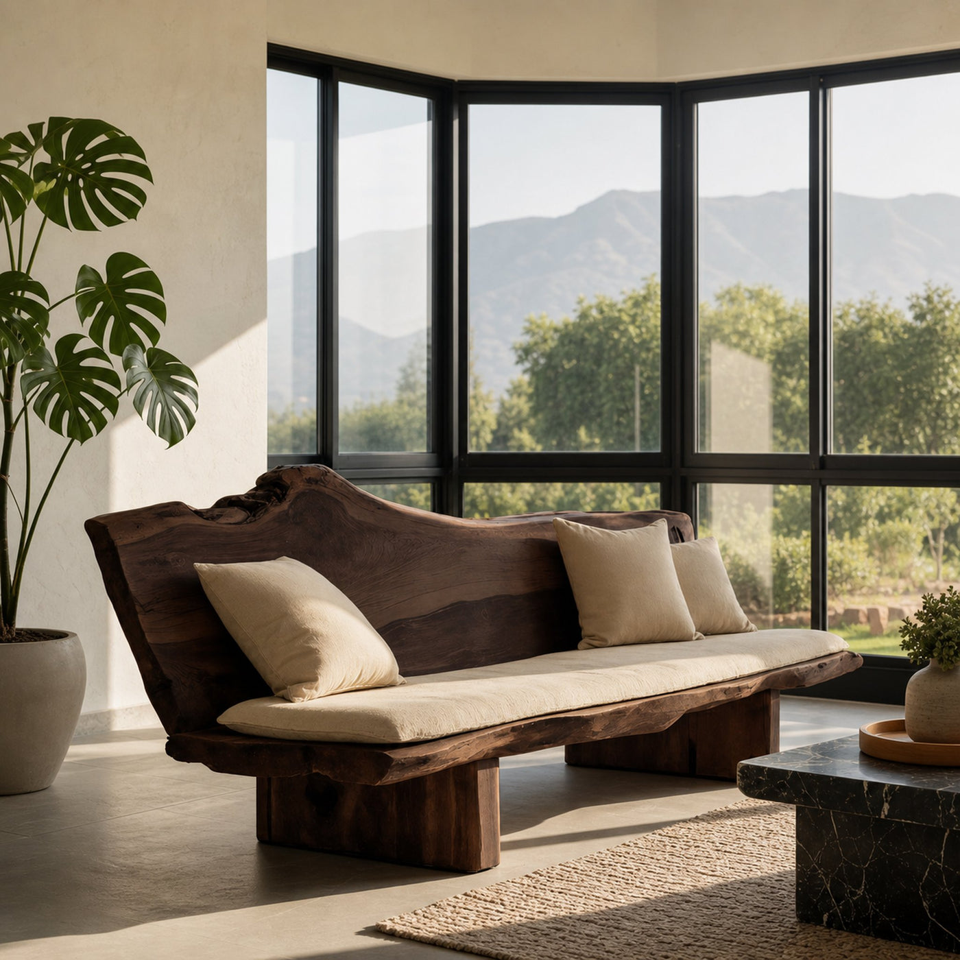 Organic Wood Sofa With Natural Edge Design For Home Decoration - product view 7