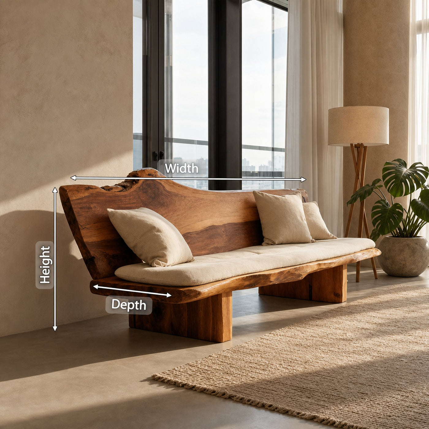 Organic Wood Sofa With Natural Edge Design For Home Decoration - product view 8