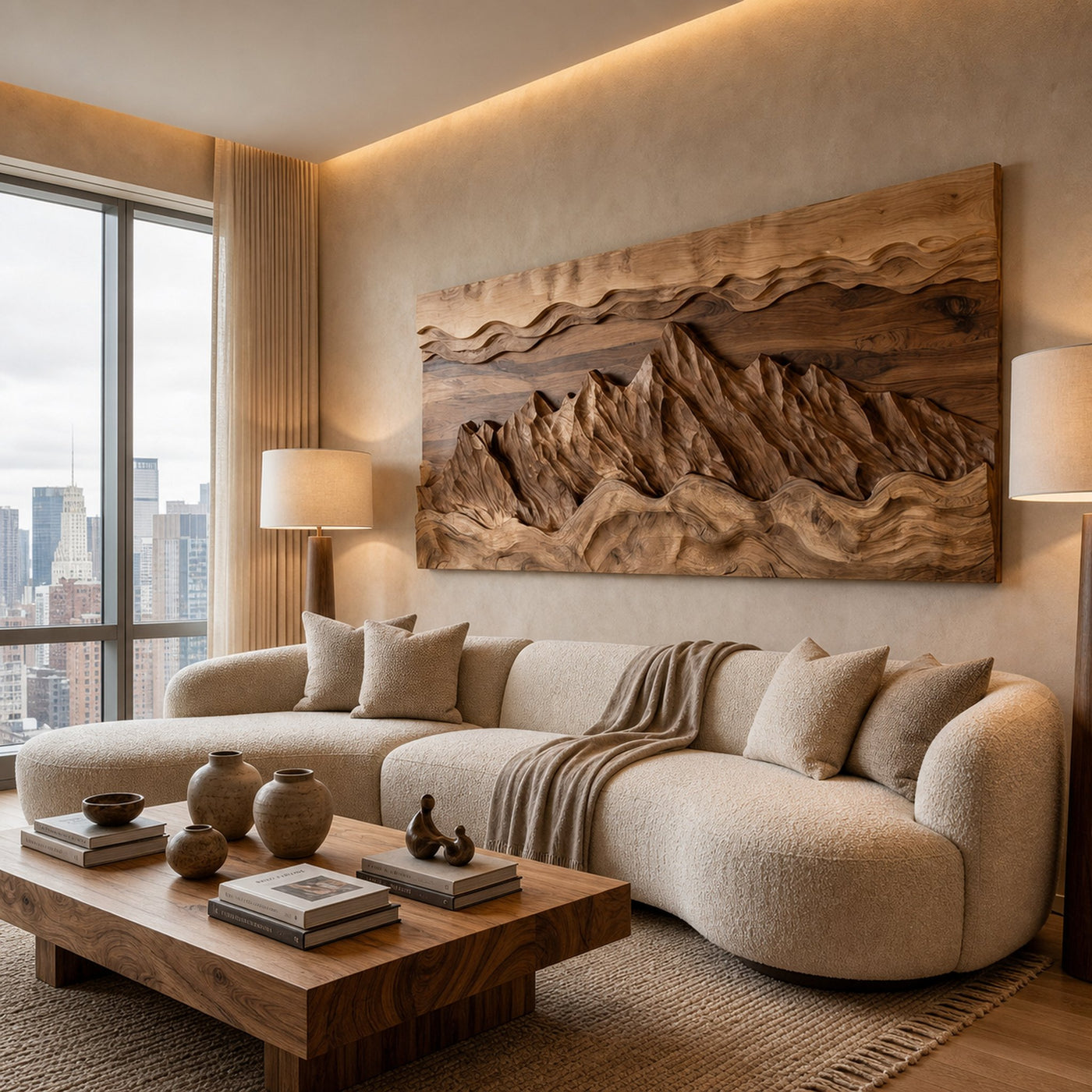 Organic Wood Wall Art Landscape Decor For Living Room - product view 6